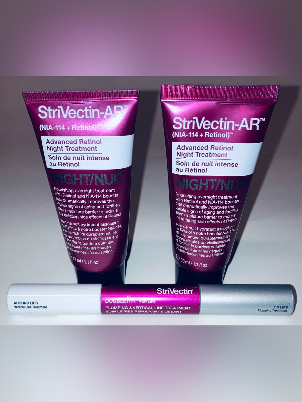 StriVectin Advanced Retinol Night Treatment & Double Fix For Lips NEW! Set of 3.